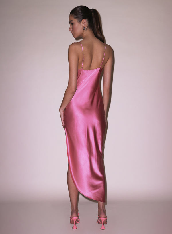 High Slit Slip with Lace Trim-pink cadillac | Fleur du Mal