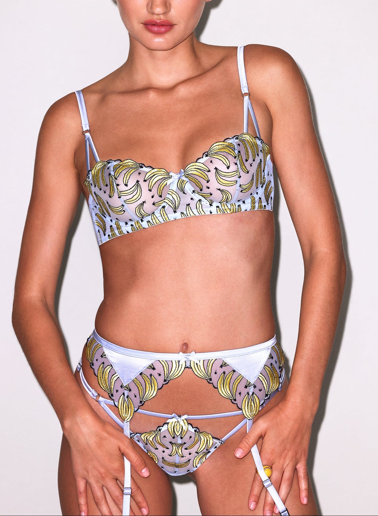 Banana Embroidery Balconette Bra- Ice queen blue- Fleur du Mal