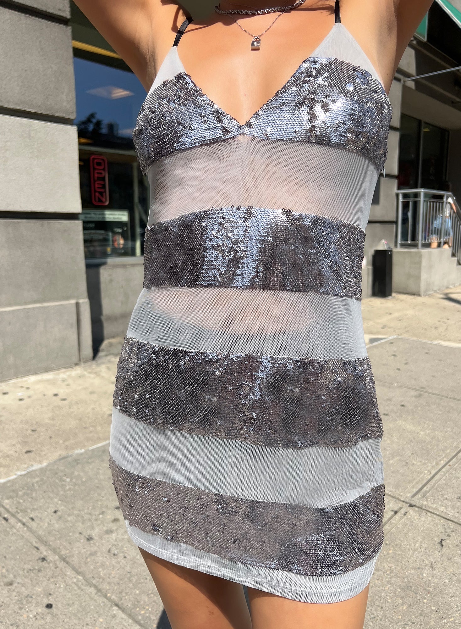 Sequin Stripe Mini Slip-fleur du mal