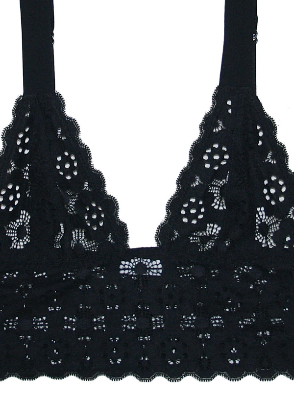 Crochet Lace Longline Triangle Bra-black | Fleur du Mal
