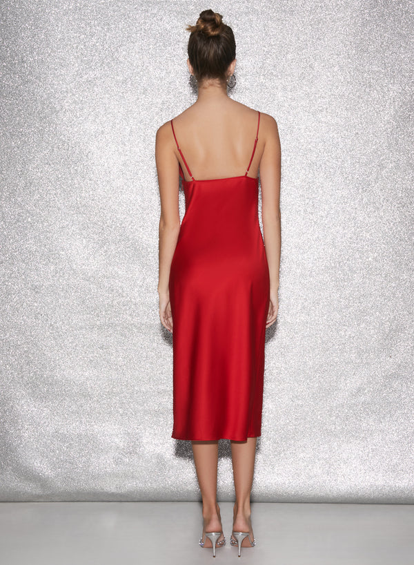 Eco Luxe Keyhole Slip Dress-rouge | Fleur du Mal