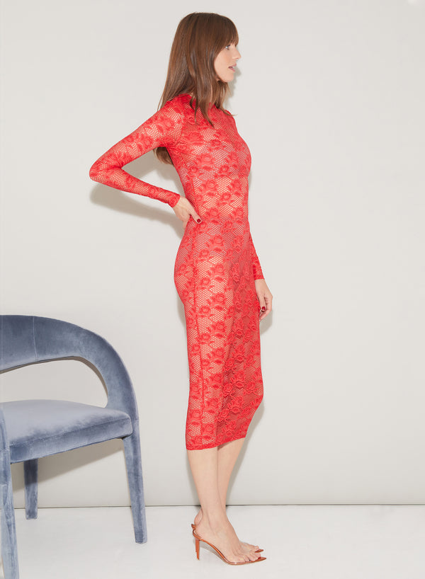 Rosalia Lace Long Sleeve Dress-tamale | Fleur du Mal