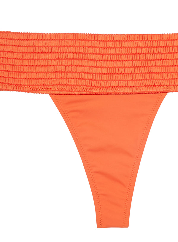 Smocked Cheeky Bikini Bottom-clementine | Fleur du Mal