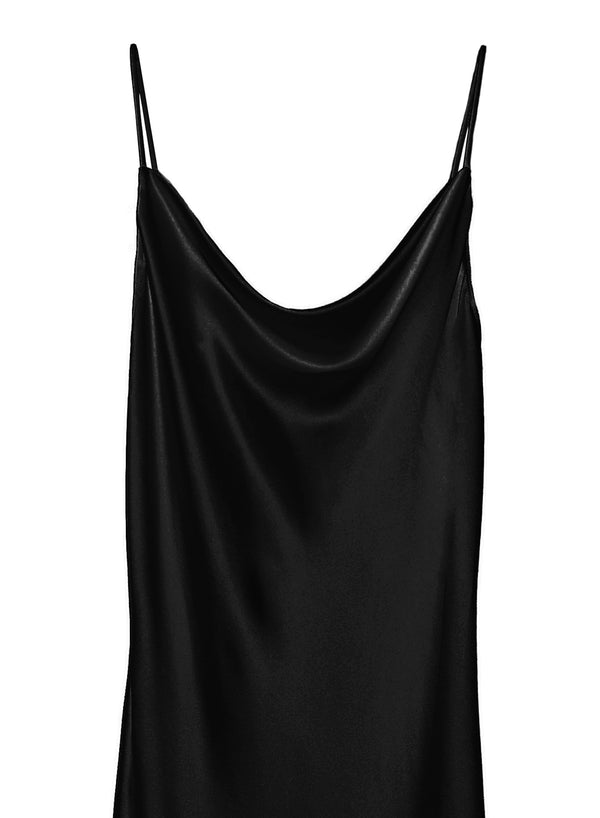 Cowl Neck Slip Dress-black | Fleur du Mal