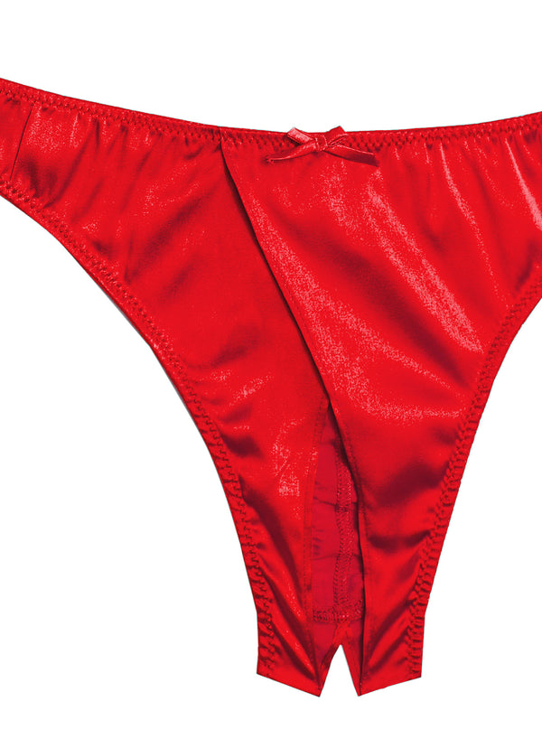 Luxe Crotchless Thong-rouge | Fleur du Mal