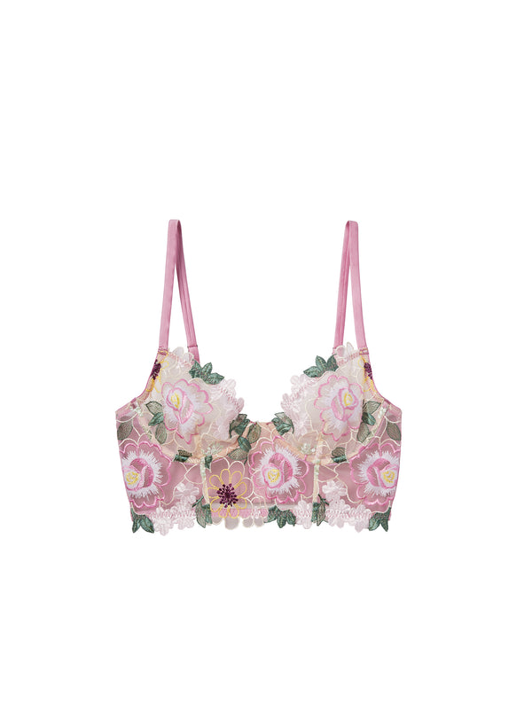 Jardin Embroidery Longline Demi Bra-bisou pink | Fleur du Mal