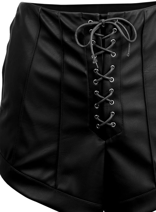 Vegan Leather Shorts-black | Fleur du Mal