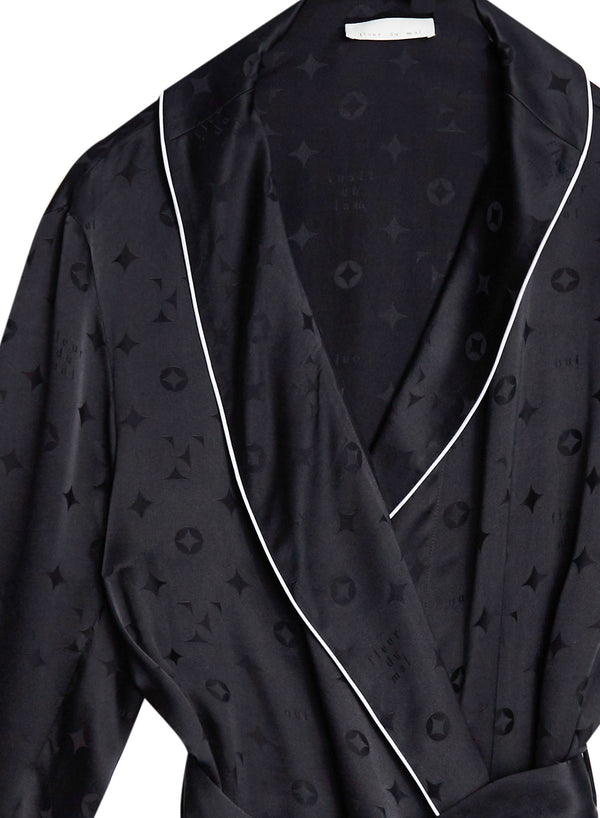 Men's Silk Jacquard Robe-black | Fleur du Mal