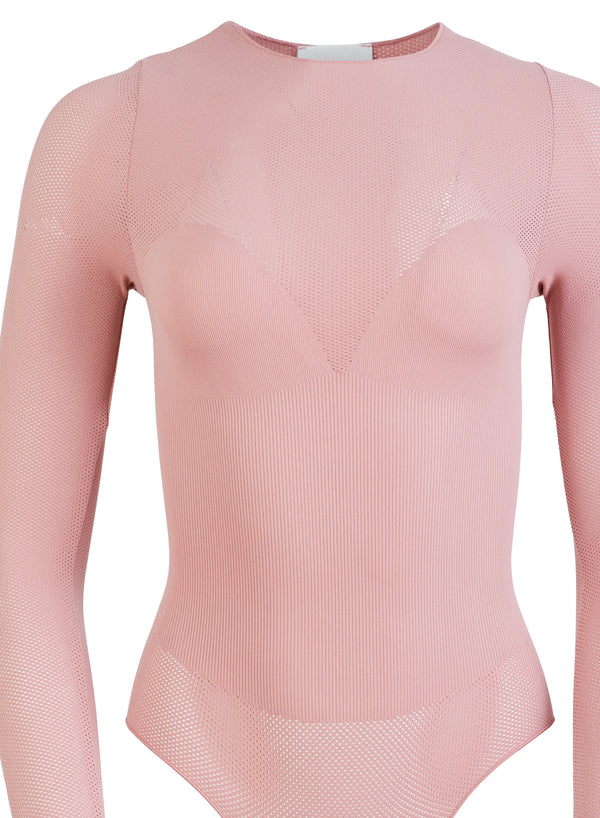 Le Body Long Sleeve Control Bodysuit-rose pink | Fleur du Mal