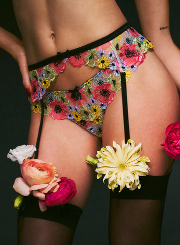 Azalea Embroidery Garter Belt