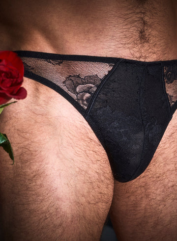 Black - Men's Bouquet Lace Thong | Fleur du Mal