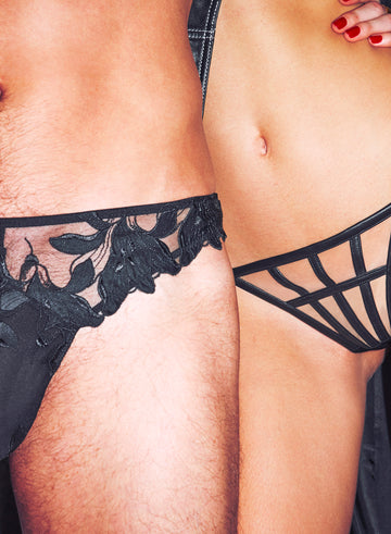 Black - Men's Lily Embroidery Thong | Fleur du Mal