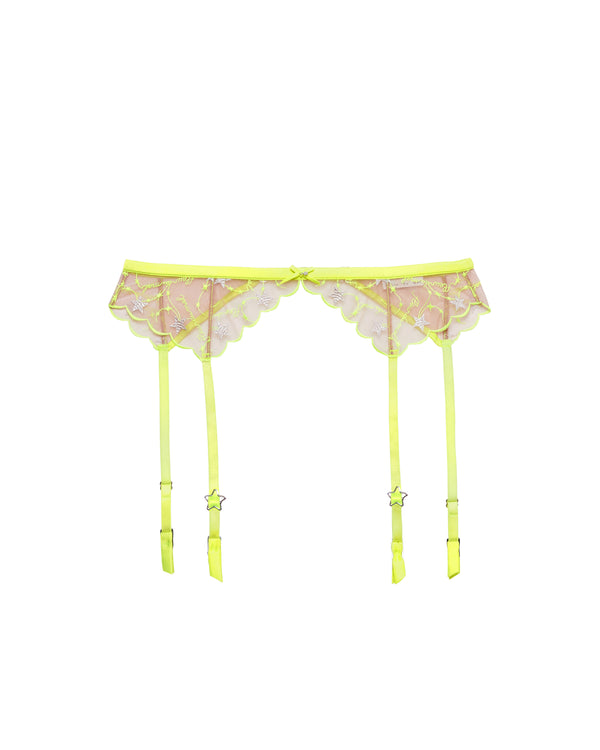 Neon yellow - Étoile Embroidery Garter Belt | Fleur du Mal