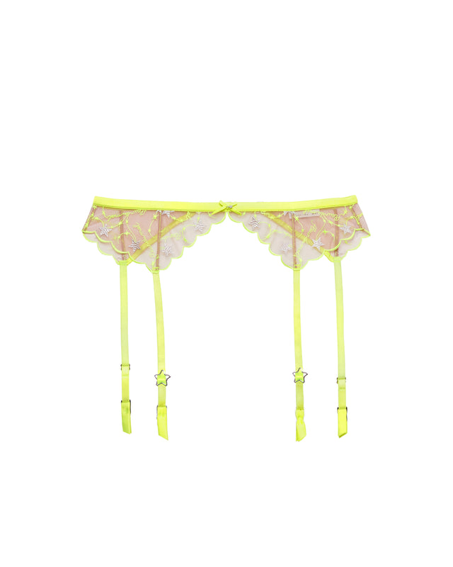 Neon yellow - Étoile Embroidery Garter Belt | Fleur du Mal