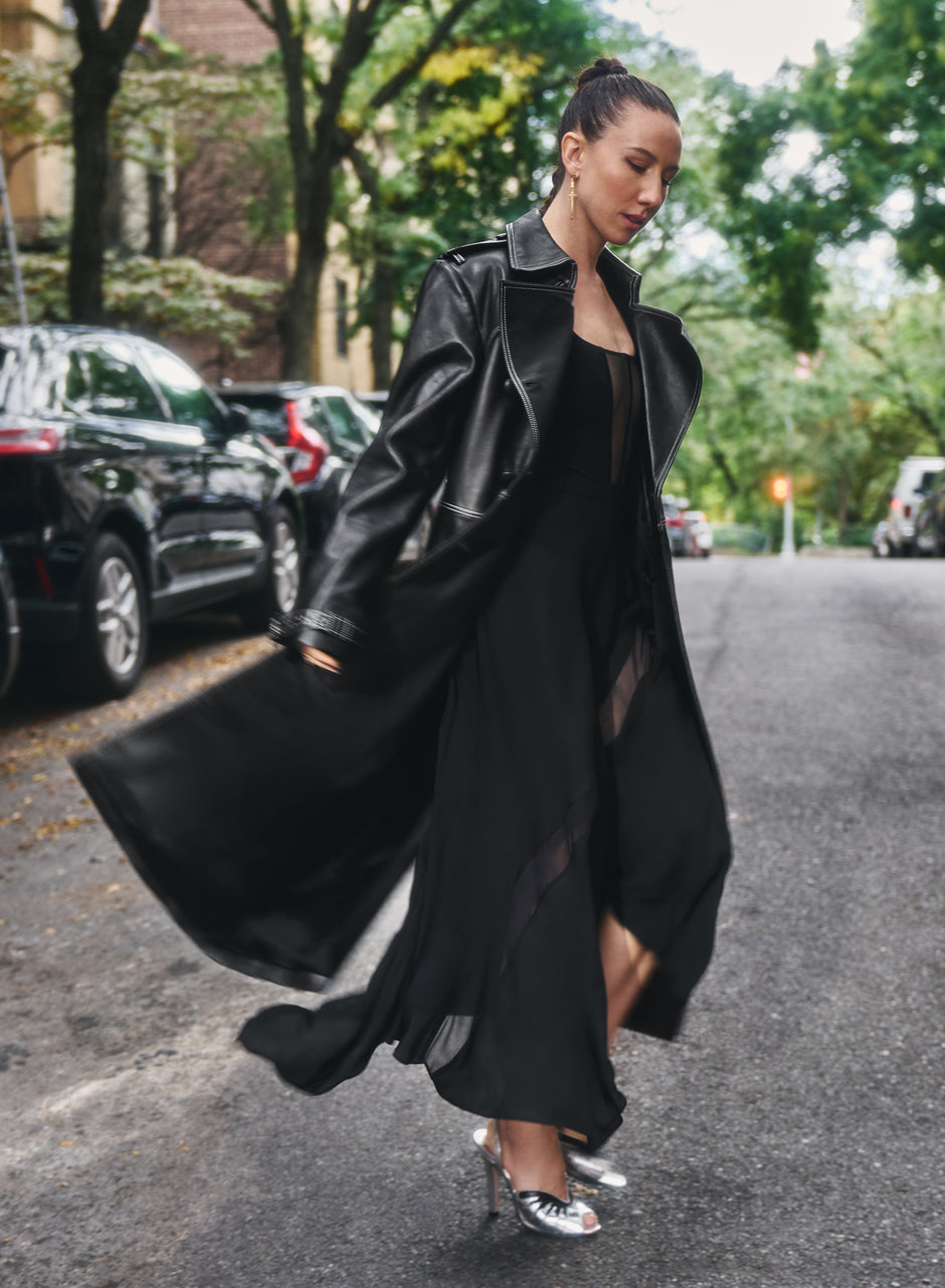 Black - Leather Trench Coat | Fleur du Mal