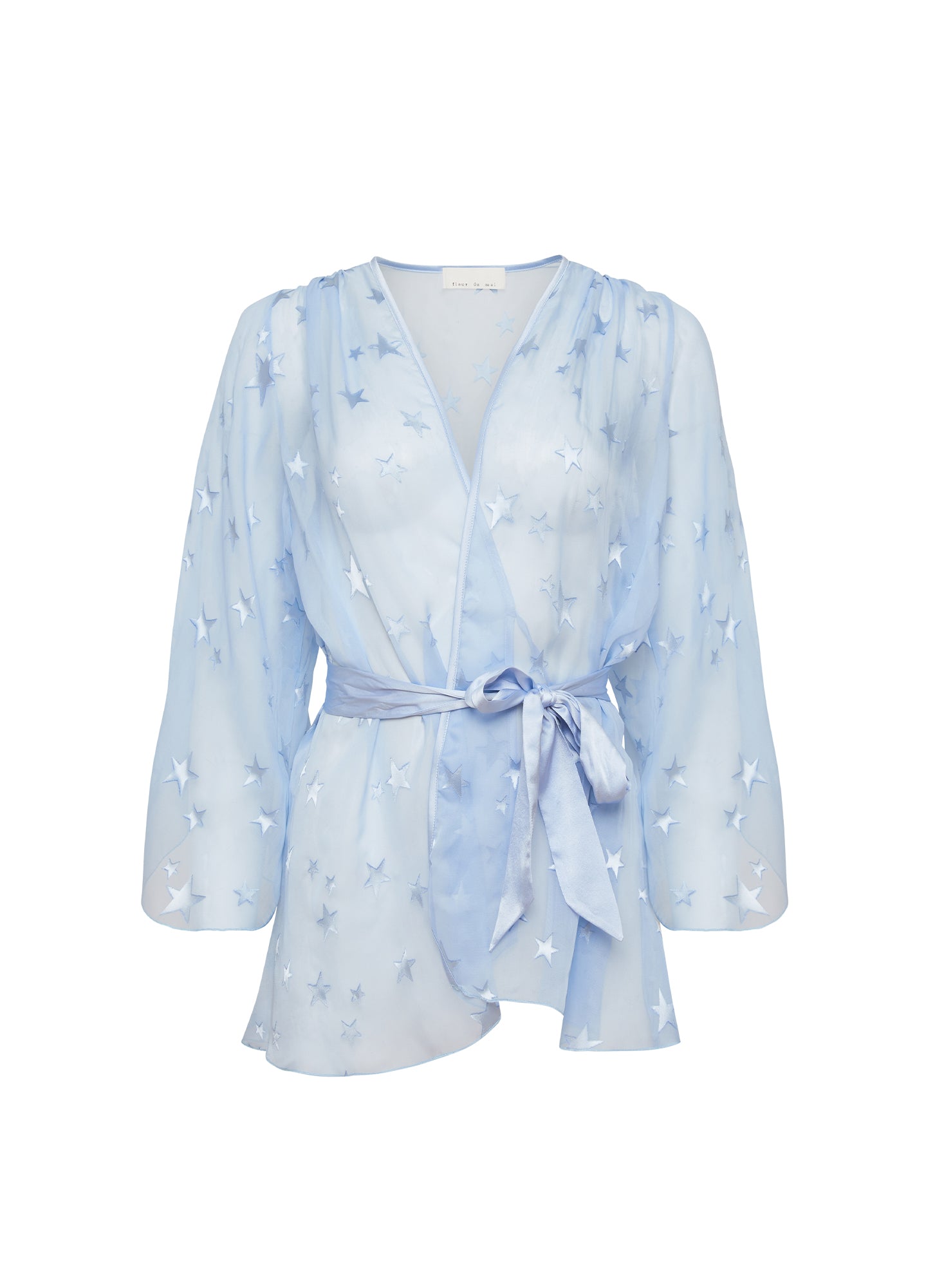 Starry Angel Sleeve Robe-raindrop blue-flat
