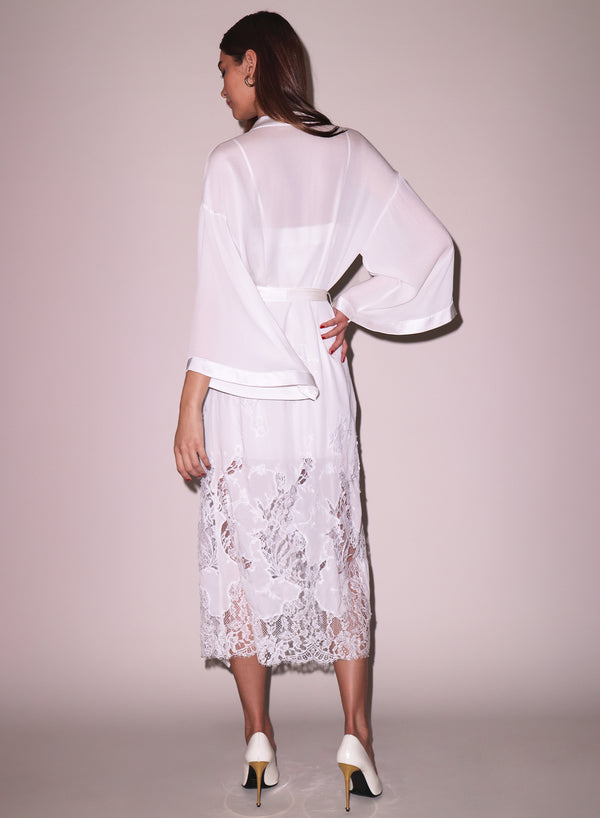 Ivory - Cléo Lace Long Robe | Fleur du Mal