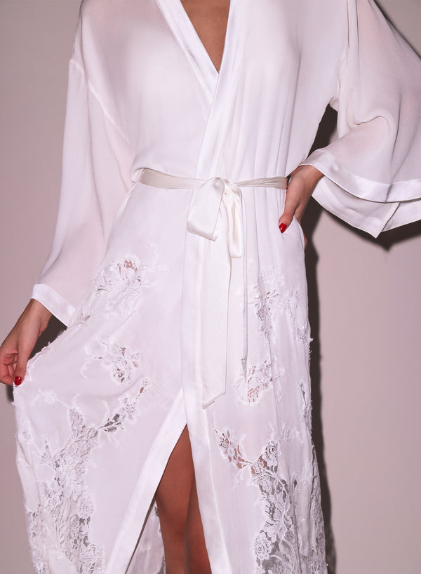 Ivory - Cléo Lace Long Robe | Fleur du Mal