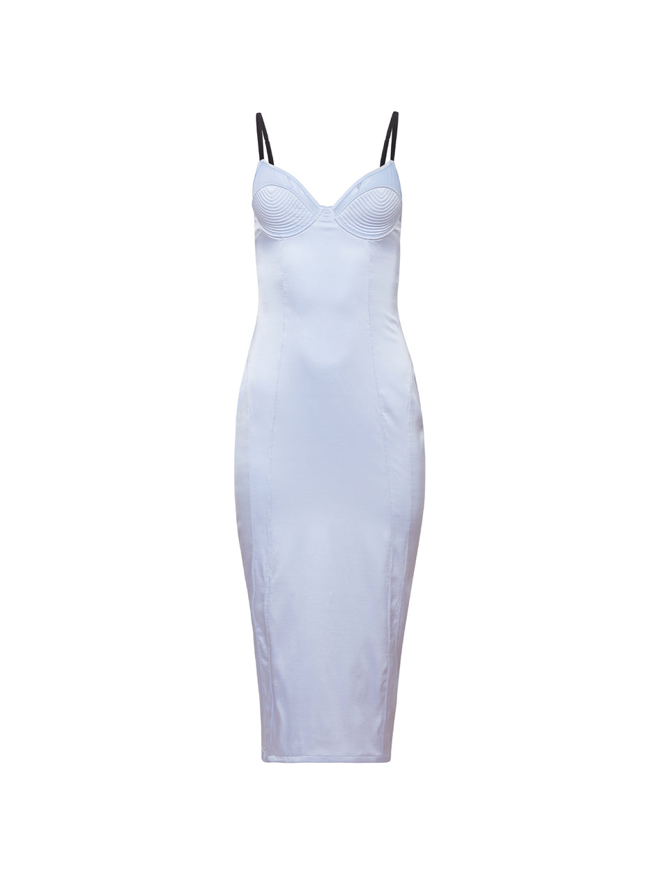 Fleur du Mal | Bebe Midi Slip Dress | Blue Lingerie