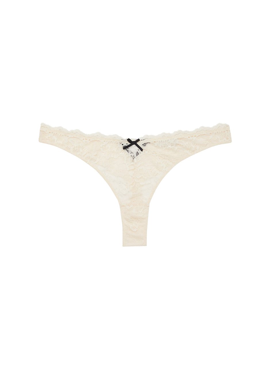 Linen beige - Bianca Lace Thong | Fleur du Mal