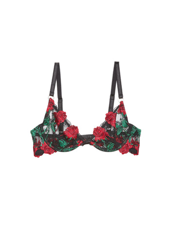 Vampire Rose Embroidery Demi Bra