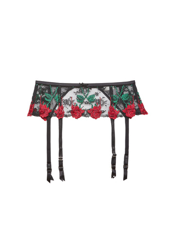 Vampire Rose Embroidery Garter Belt