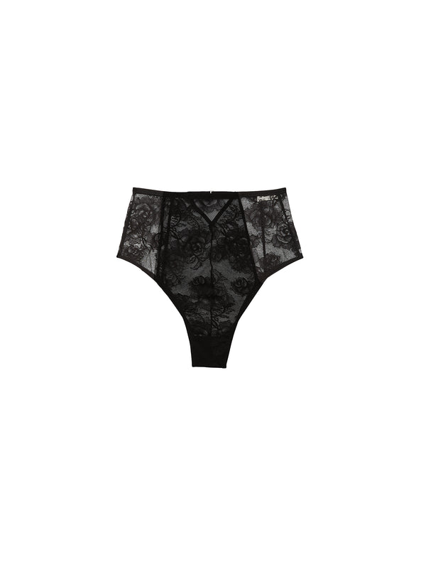 Black - Bouquet Lace High Waist Panty | Fleur du Mal