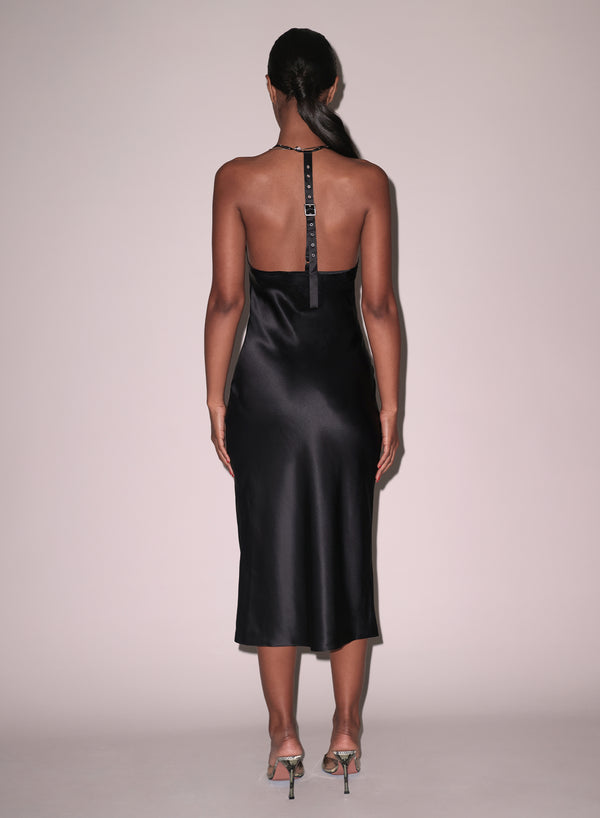 Black - Buckle T-Strap Dress | Fleur du Mal