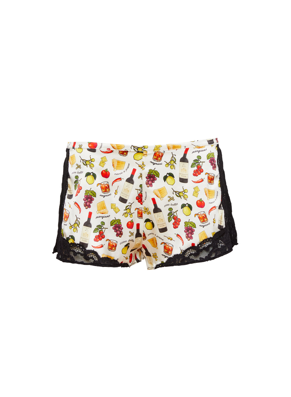 Ivory ciao amore print - Charlotte Lace Tap Short | Fleur du Mal