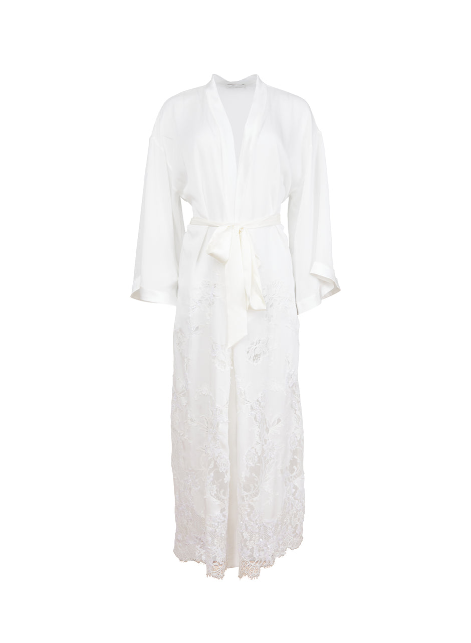 Ivory - Cléo Lace Long Robe | Fleur du Mal