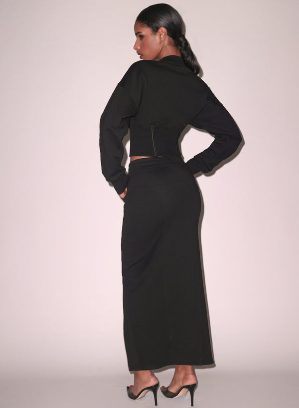 Black - Unzip Me Maxi Skirt | Fleur du Mal