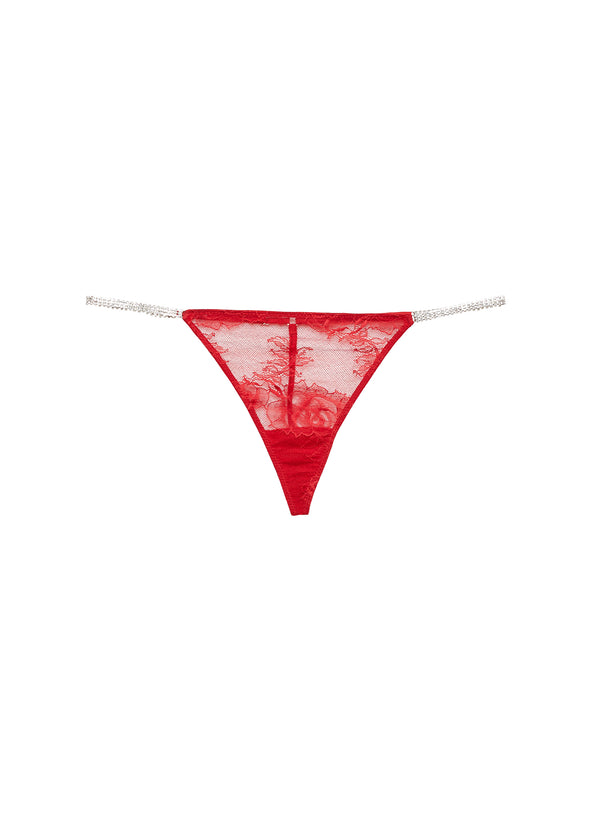 Rouge - Crystal Bouquet Lace V-String | Fleur du Mal