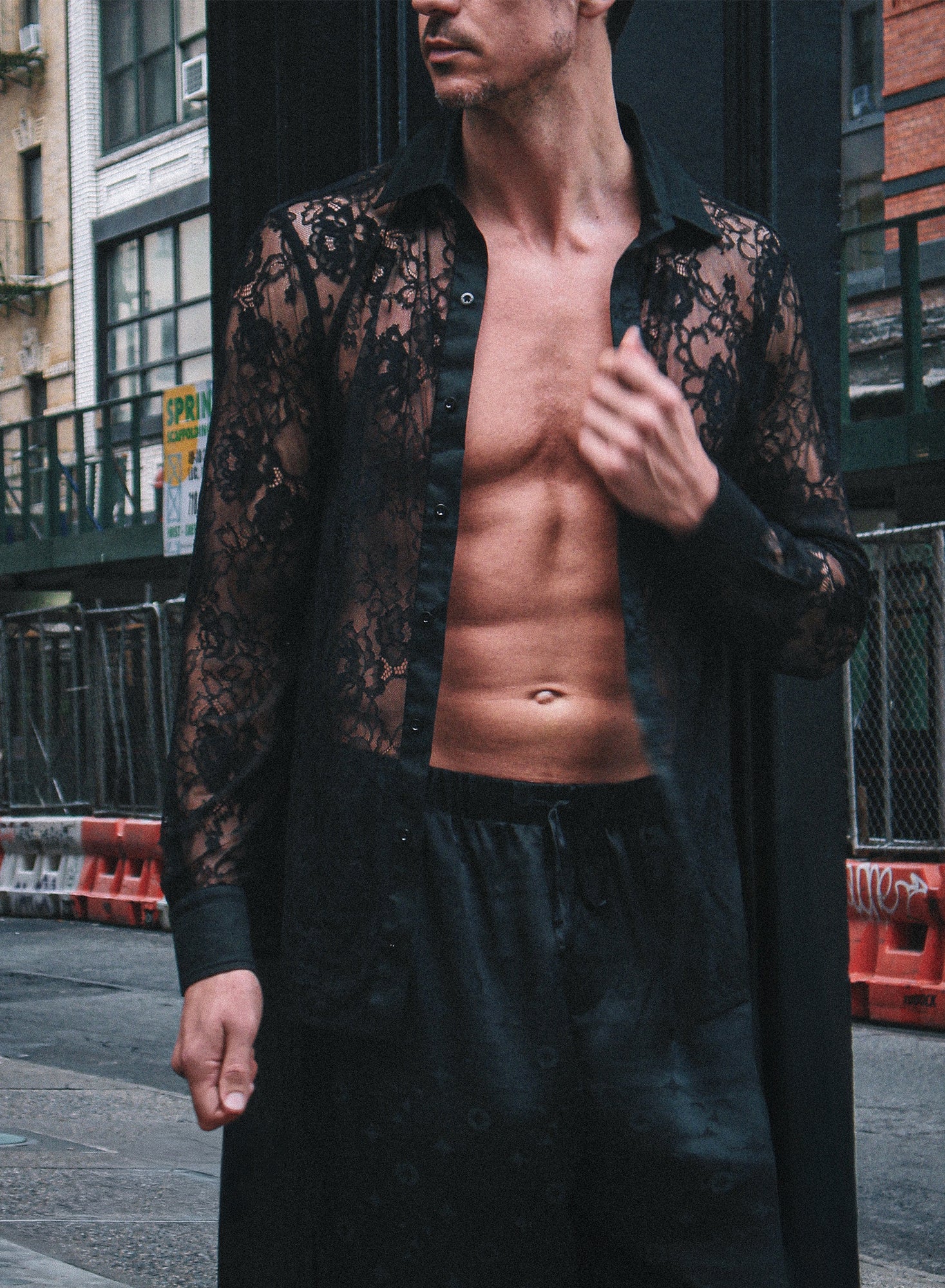 Juliet Lace Button Down-black- fleur du mal