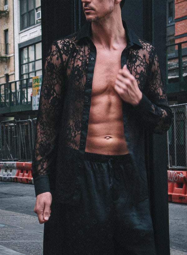 Black - Juliet Lace Button Down | Fleur du Mal