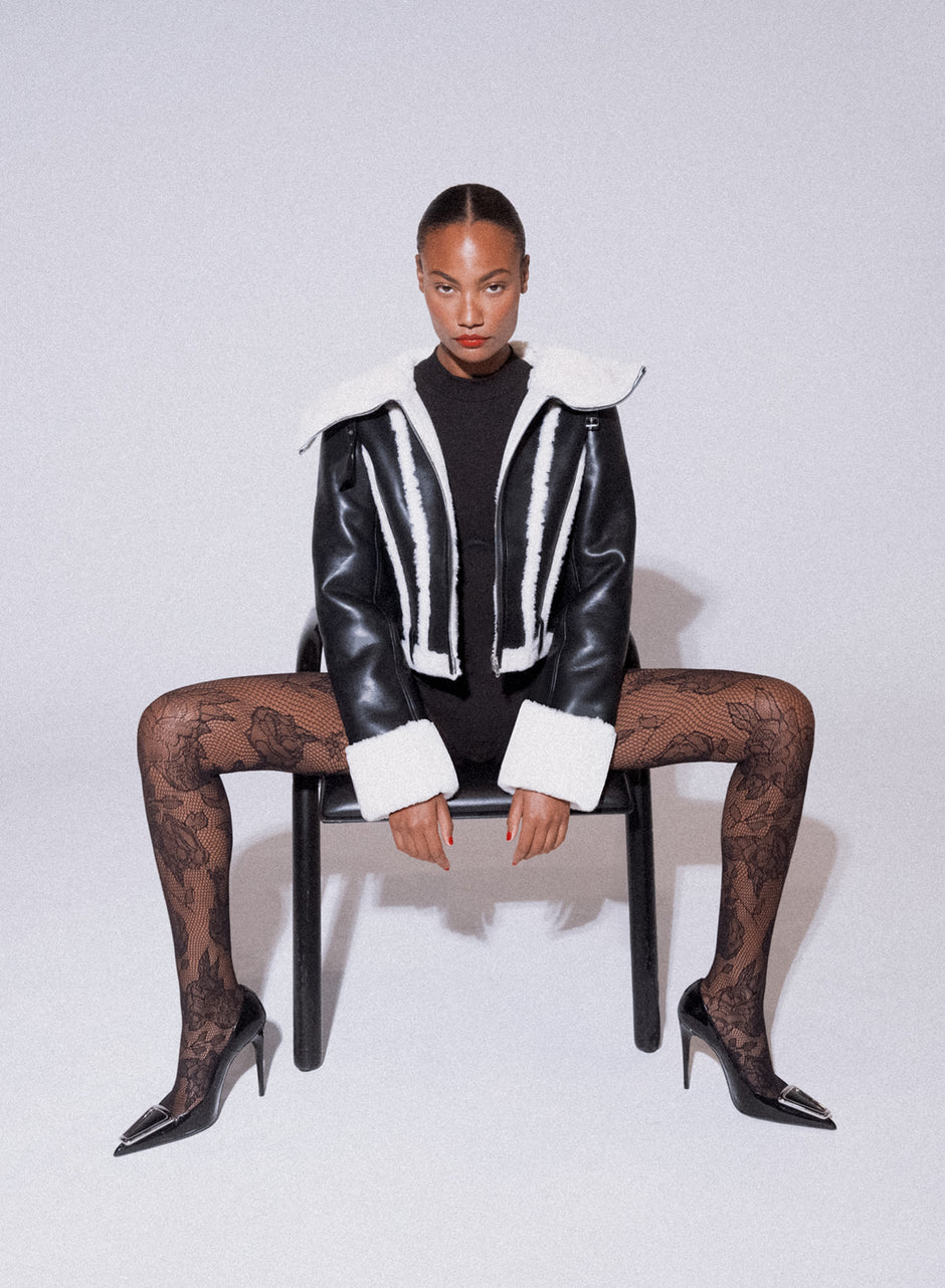 Black - Vegan Shearling Jacket | Fleur du Mal