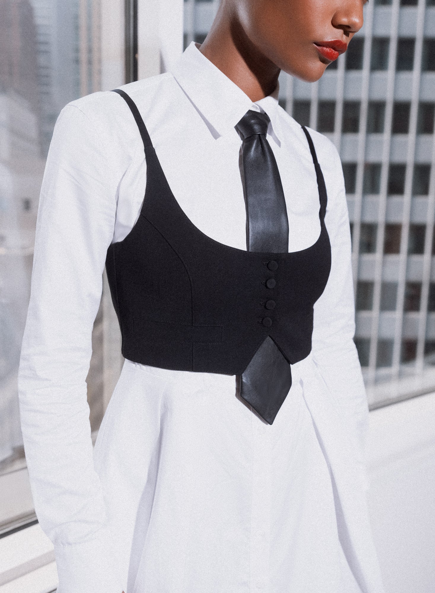 Maxwell Cropped Vest in black