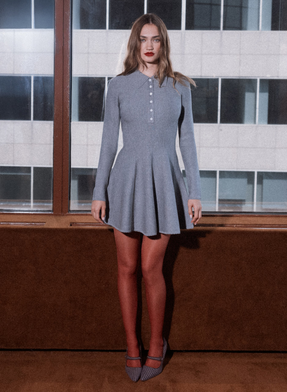knee length dresses for ladies Long Sleeve Flared Corset Dress main image 1