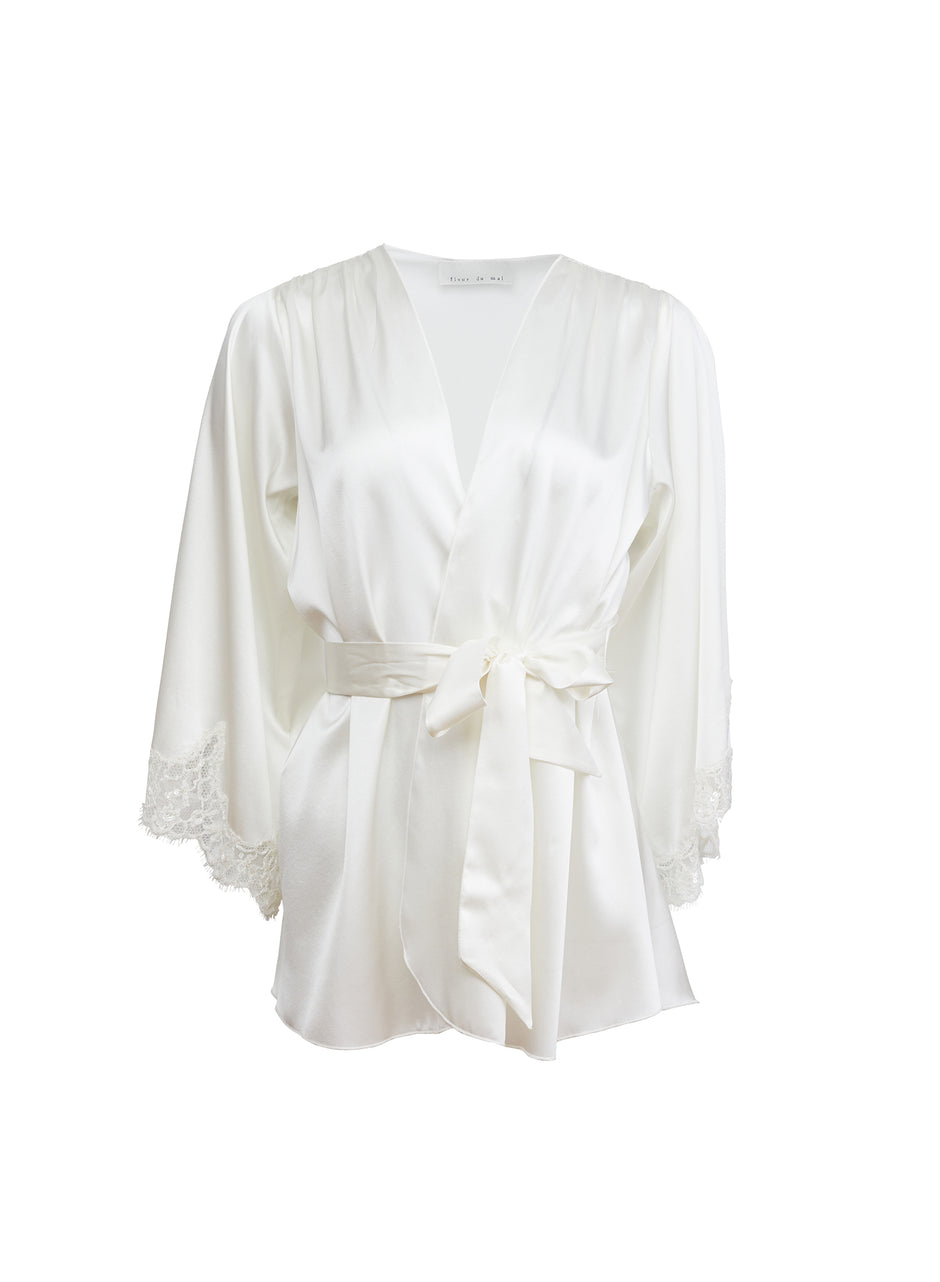 Ivory - Daphne Lace Angel Sleeve Robe | Fleur du Mal