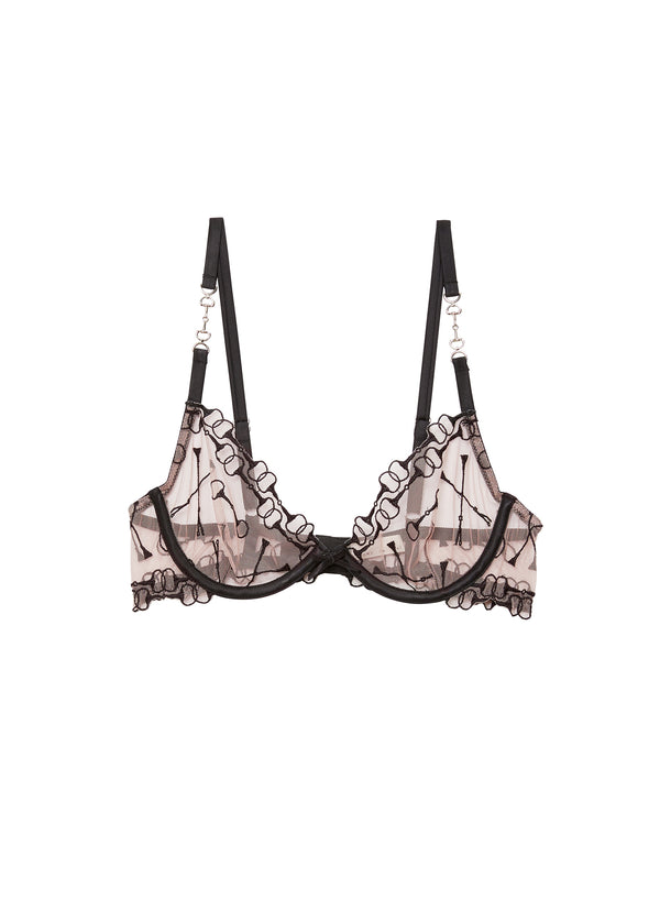 Black - Equestrian Embroidery Demi Bra | Fleur du Mal