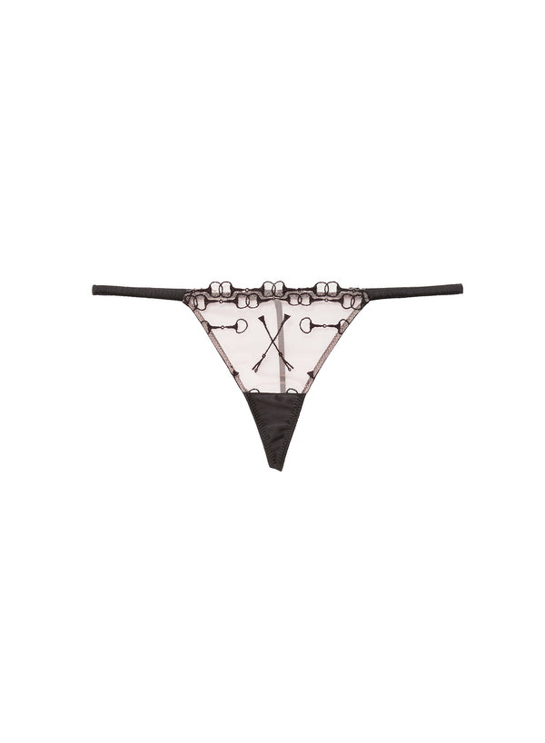 Black - Equestrian Embroidery V-String | Fleur du Mal