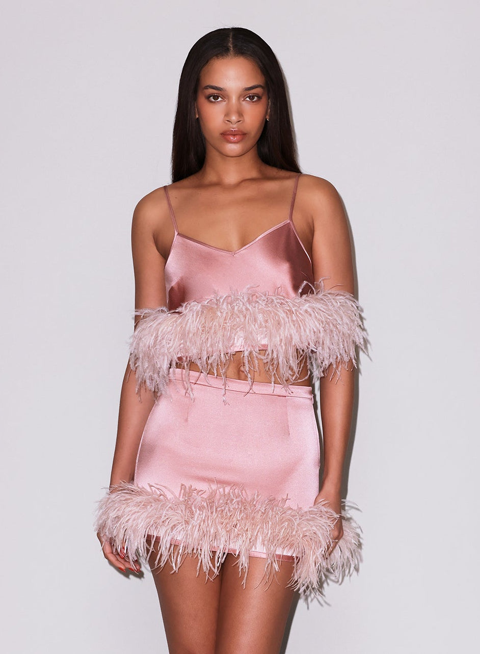 Body-Feather Mini Skirt in rose pink- fleur du mal