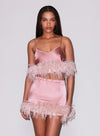 Body-Feather Mini Skirt in rose pink- fleur du mal