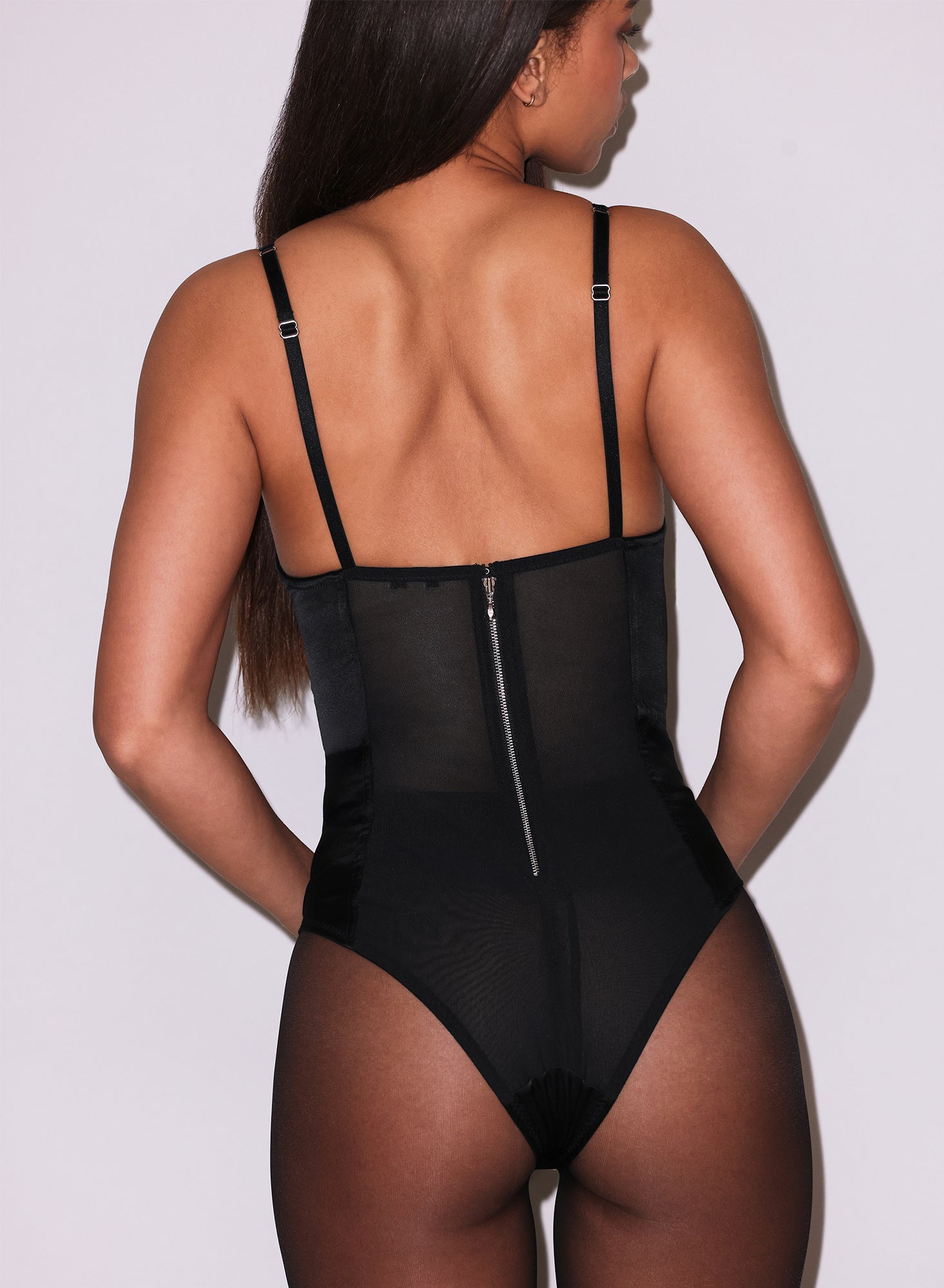 Satin Bullet Bodysuit in black- fleur du mal