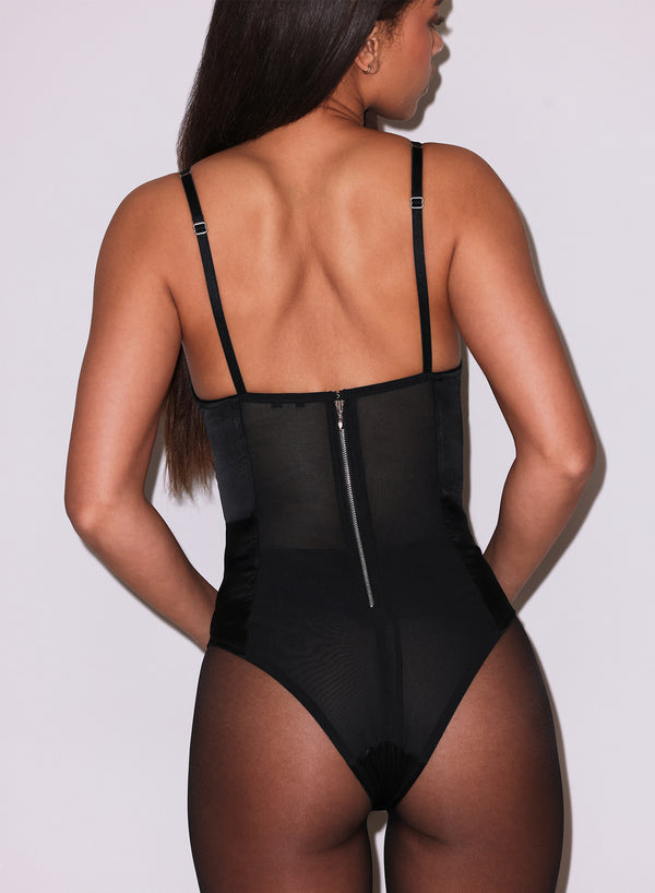 Black - Satin Bullet Bodysuit | Fleur du Mal