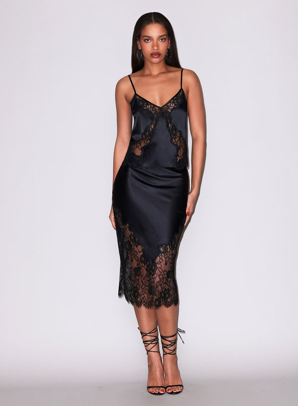 Black - Juliet Lace Silk Cami | Fleur du Mal