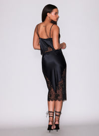 Juliet Lace Silk Cami & Skirt in black-fleur du mal