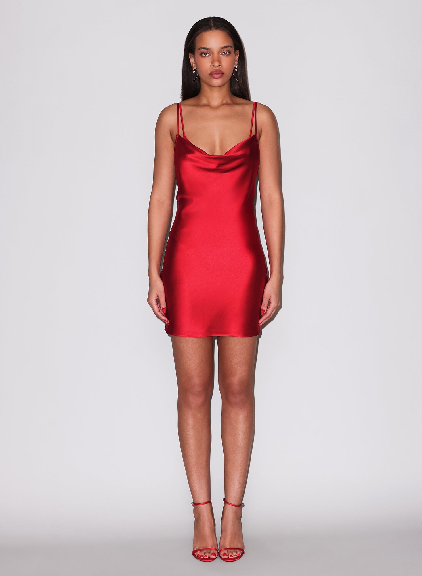 Short Cowl Neck Slip in red- fleur du mal