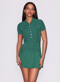 Rib Flared Skirt-Green-fleur du mal