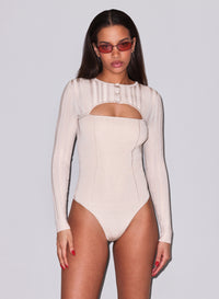 Rib Shrug Bodysuit in beige-fleur du mal-flat