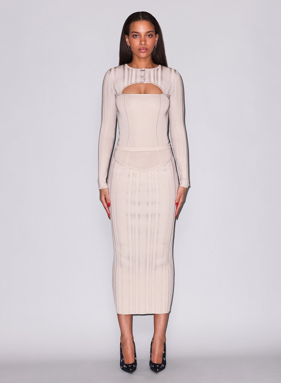 Tahini - Rib Maxi Skirt | Fleur du Mal
